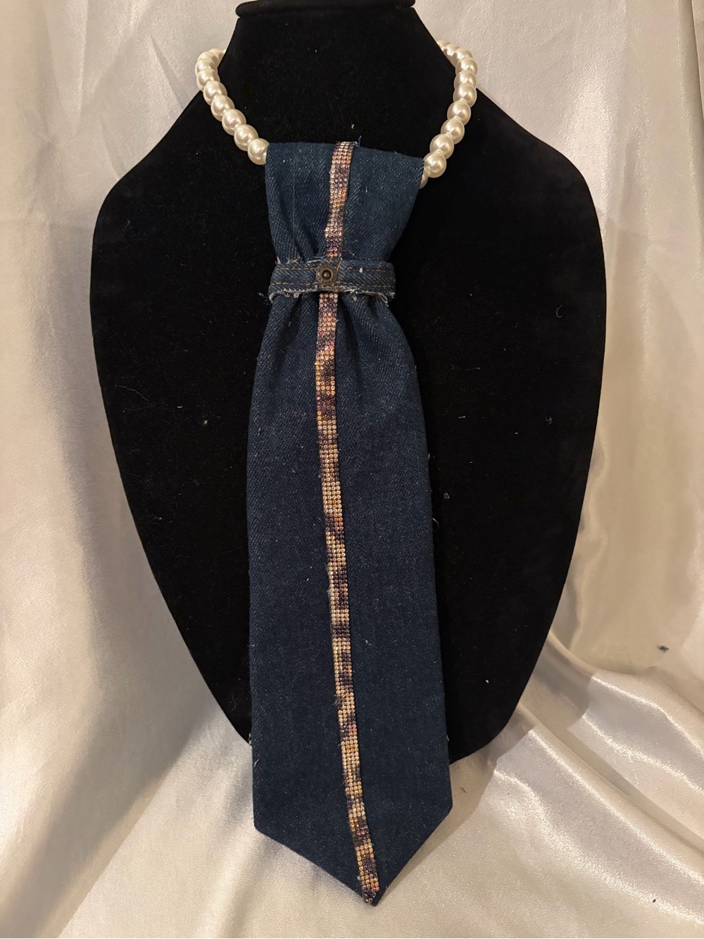 Dark Blue Denim Necklace Tie